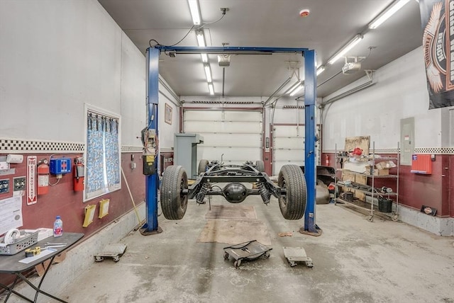 garage with a garage door opener