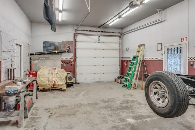 garage with a garage door opener