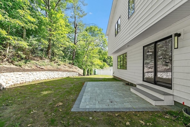 122 Charles St, Reading, MA 01867 - view of yard featuring entry steps and a patio area