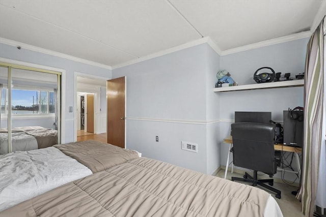 bedroom featuring crown molding