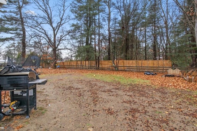 view of yard featuring a trampoline