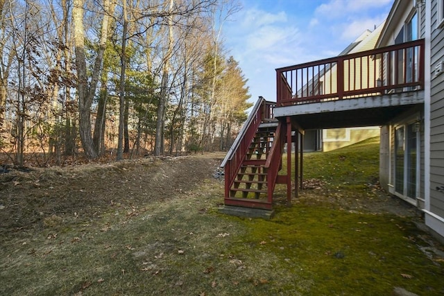 view of yard featuring a deck