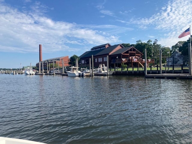 view of dock featuring a water view