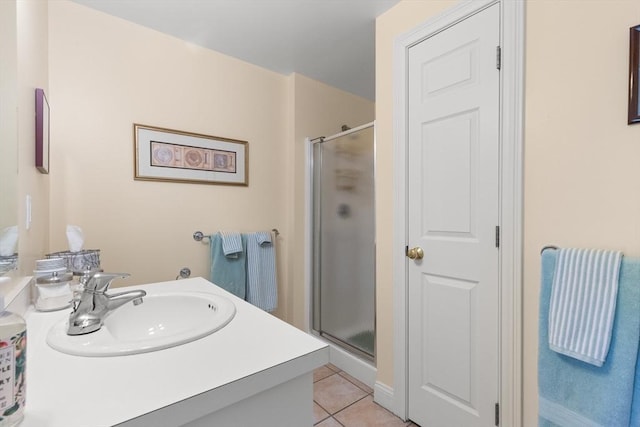 151 River Rd, West Newbury, MA 01985 - full bathroom featuring a stall shower, tile patterned flooring, and vanity