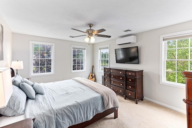 1380 Newman Ave, Seekonk, MA 02771 - bedroom with light colored carpet, multiple windows, a wall mounted air conditioner, and baseboards