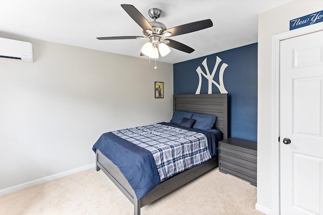 1380 Newman Ave, Seekonk, MA 02771 - bedroom featuring carpet flooring, an AC wall unit, baseboards, and a ceiling fan