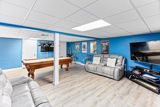 1380 Newman Ave, Seekonk, MA 02771 - game room featuring wood finished floors, a drop ceiling, pool table, and baseboards