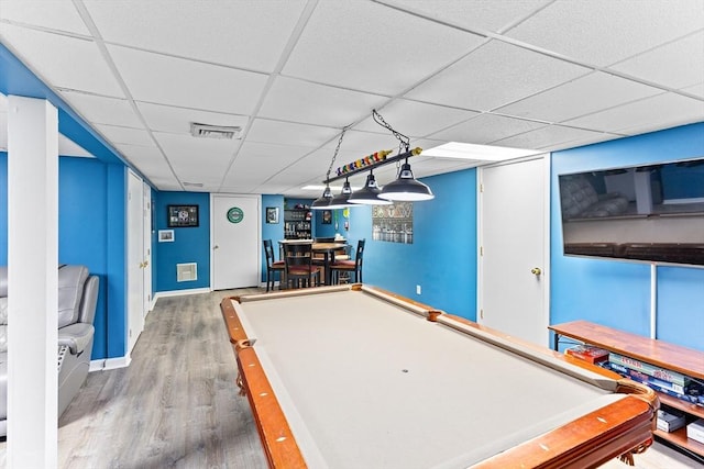 1380 Newman Ave, Seekonk, MA 02771 - playroom featuring pool table, wood finished floors, and a paneled ceiling