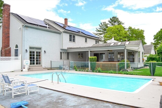 110 Mayflower Ridge Dr, Wareham, MA 02571 - view of pool with ceiling fan and entry steps