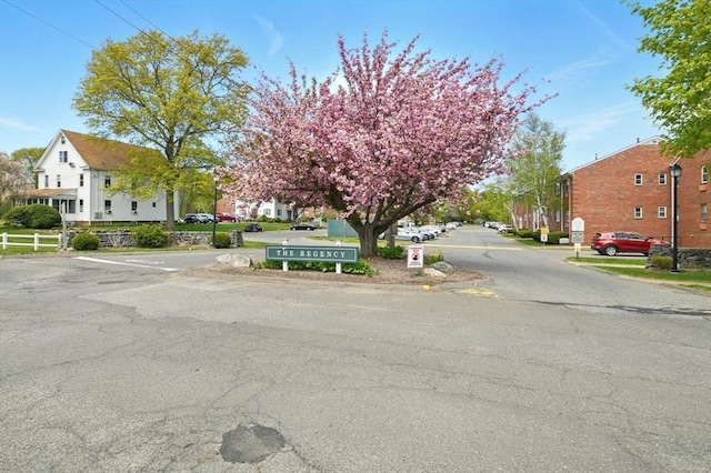 view of road with a residential view