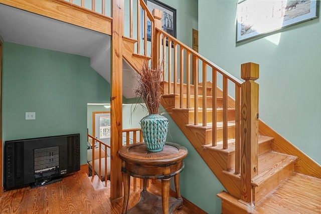 94 S Shore Rd, Burrillville, RI 02859 - stairway featuring wood finished floors and lofted ceiling