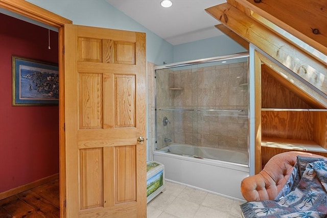 94 S Shore Rd, Burrillville, RI 02859 - full bath featuring vaulted ceiling, enclosed tub / shower combo, and recessed lighting