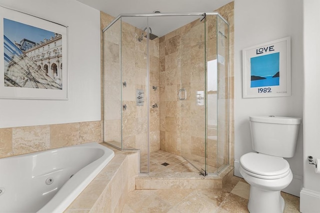 17 Atlantic St, Boston, MA 02127 - bathroom featuring a jetted tub, toilet, and a stall shower