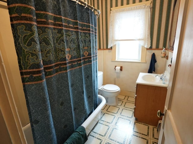 95AKA93 Lynnway, Revere, MA 02151 - full bath featuring wallpapered walls, tile patterned floors, vanity, and toilet
