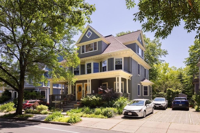 51 Naples, Brookline, MA 02446 - victorian house featuring a porch