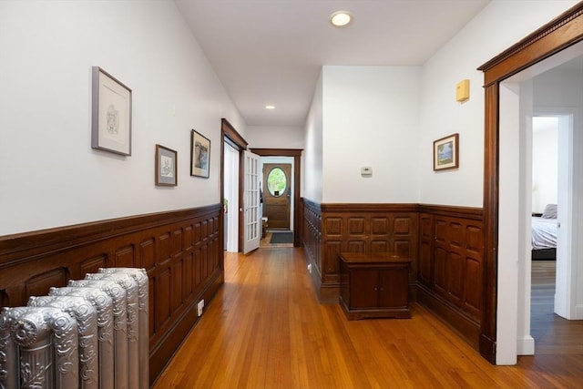51 Naples, Brookline, MA 02446 - hall featuring wainscoting, light wood finished floors, and recessed lighting
