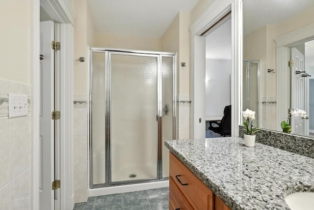 19 Hawthorn Rd, Amherst, MA 01002 - full bath with vanity, a shower stall, and tile patterned floors