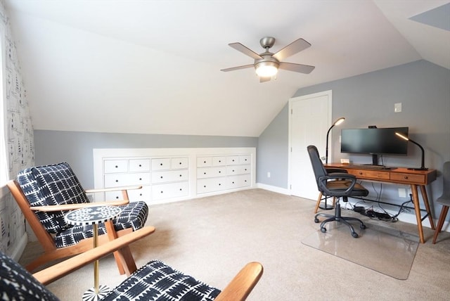99 Edgehill Rd, Norwood, MA 02062 - carpeted home office with vaulted ceiling and a ceiling fan