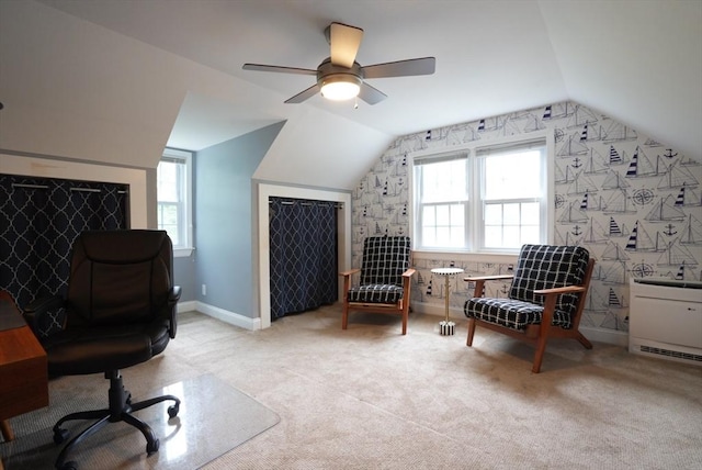 99 Edgehill Rd, Norwood, MA 02062 - office featuring vaulted ceiling, ceiling fan, and carpet