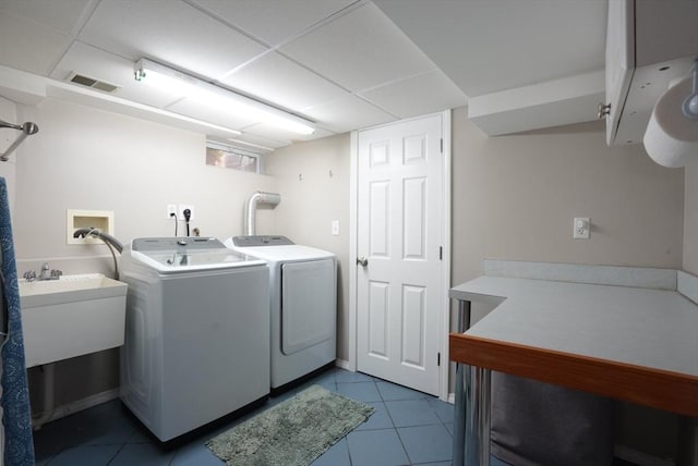 99 Edgehill Rd, Norwood, MA 02062 - laundry room featuring separate washer and dryer and tile patterned flooring