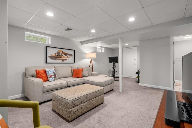 99 Edgehill Rd, Norwood, MA 02062 - carpeted living area featuring recessed lighting and a paneled ceiling