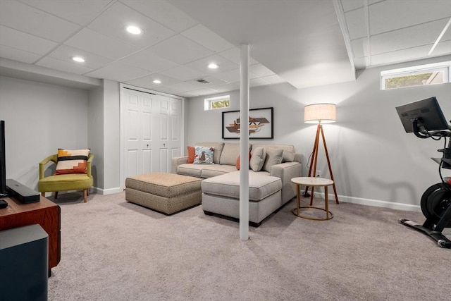 99 Edgehill Rd, Norwood, MA 02062 - carpeted living area featuring recessed lighting and a paneled ceiling