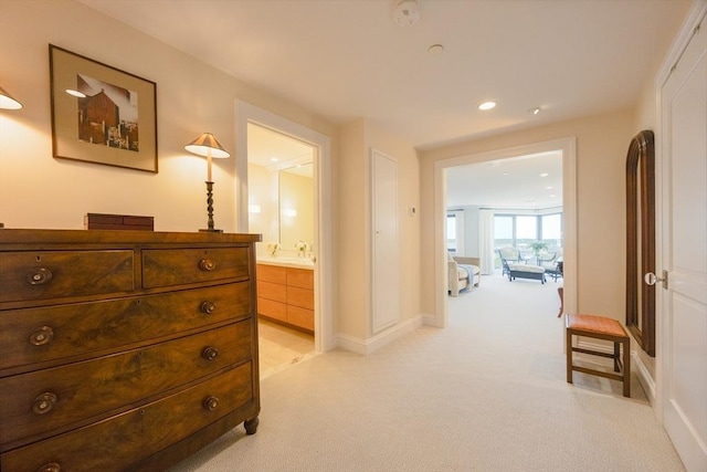 2001 Marina Dr Unit 707, Quincy, MA 02171 - hallway featuring light colored carpet, recessed lighting, and baseboards
