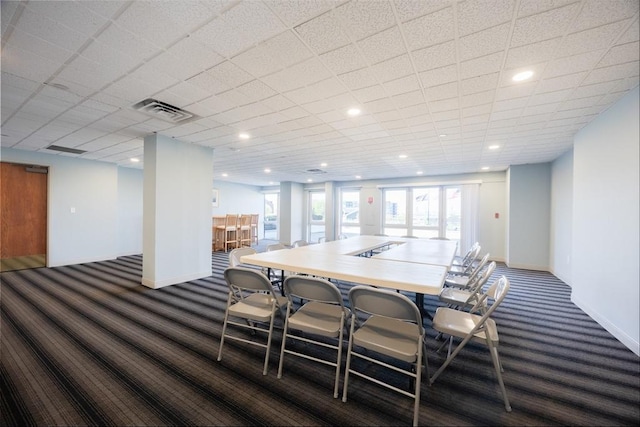 2001 Marina Dr Unit 707, Quincy, MA 02171 - dining space with dark carpet, baseboards, and recessed lighting