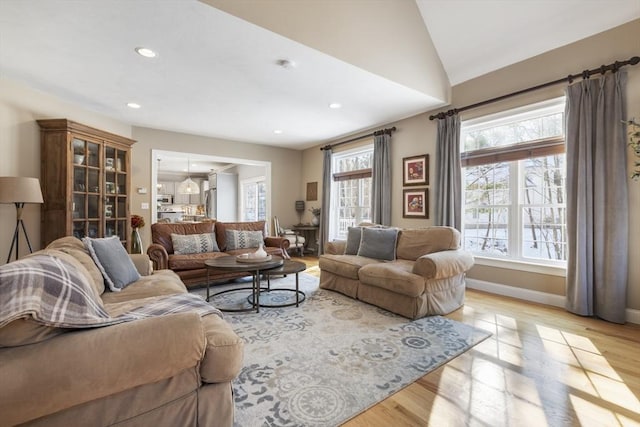 living room with light wood-type flooring