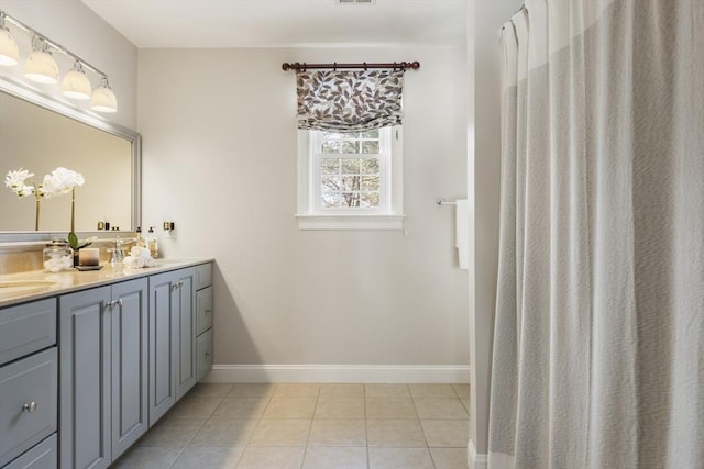 bathroom featuring tile patterned flooring and vanity