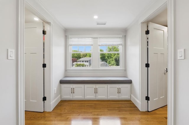 290 Lyman Rd, Milton, MA 02186 - hall featuring ornamental molding, light wood-style flooring, and baseboards