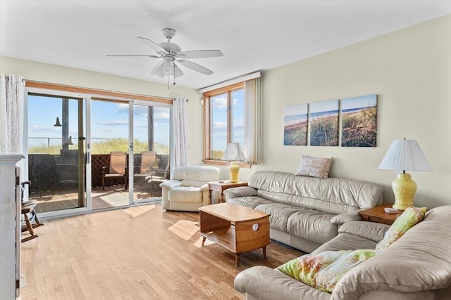 492 N End Blvd, Salisbury, MA 01952 - living area featuring ceiling fan and light wood-style floors