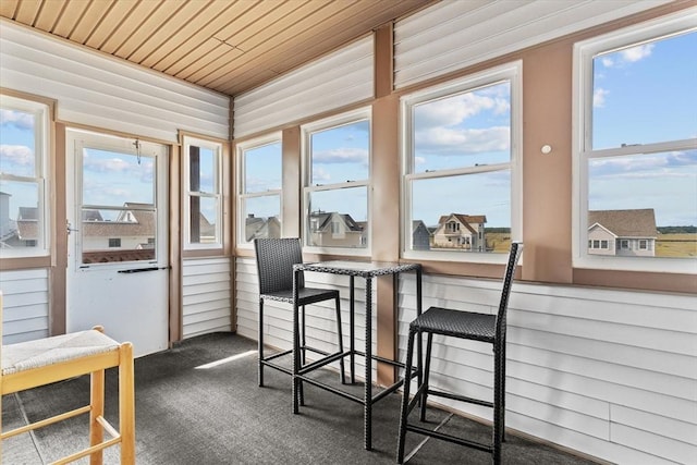 492 N End Blvd, Salisbury, MA 01952 - sunroom featuring carpet floors and wooden ceiling