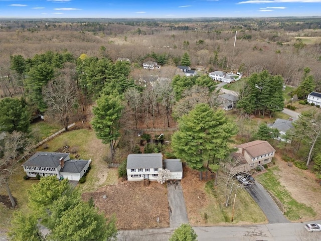 aerial view featuring a forest view