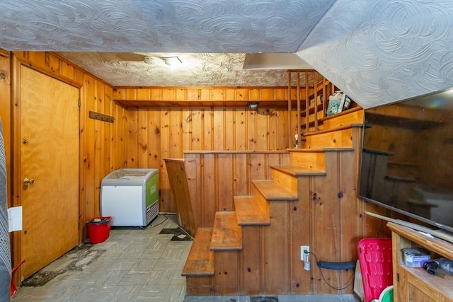 101 Primrose St, Fall River, MA 02720 - finished below grade area with stairway and wooden walls