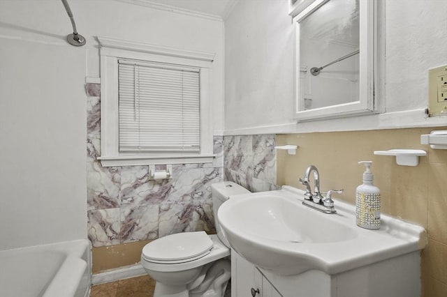 3 Cranberry Meadow Shore Rd, Charlton, MA 01507 - bathroom with tile walls, vanity, and tile patterned floors