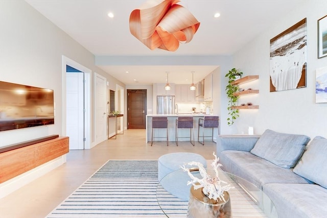 living room featuring light hardwood / wood-style flooring