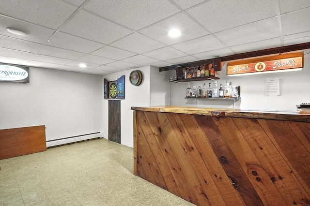 6 Batten St, Webster, MA 01570 - indoor dry bar with baseboard heating, a drop ceiling, and tile patterned floors