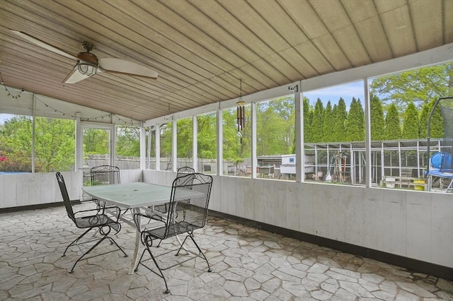 6 Batten St, Webster, MA 01570 - sunroom with a ceiling fan, lofted ceiling, and outdoor dining space