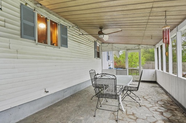 6 Batten St, Webster, MA 01570 - sunroom featuring outdoor dining space, ceiling fan, and lofted ceiling