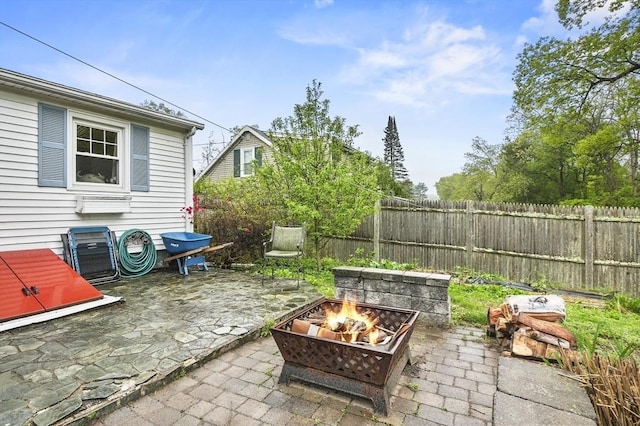 6 Batten St, Webster, MA 01570 - view of patio / terrace with a fire pit and a fenced backyard