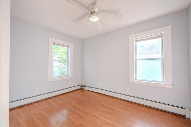 36 3rd St, Lowell, MA 01850 - spare room featuring baseboard heating, wood finished floors, and ceiling fan