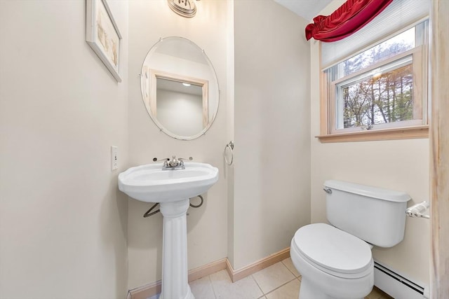 89 Gray St, North Andover, MA 01845 - bathroom featuring baseboard heating and tile patterned flooring