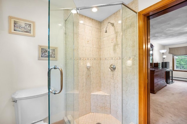 89 Gray St, North Andover, MA 01845 - bathroom featuring a shower stall and a baseboard radiator