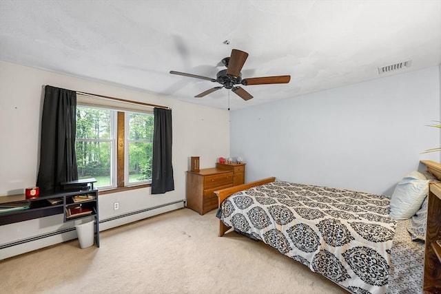 89 Gray St, North Andover, MA 01845 - carpeted bedroom with a baseboard radiator and ceiling fan