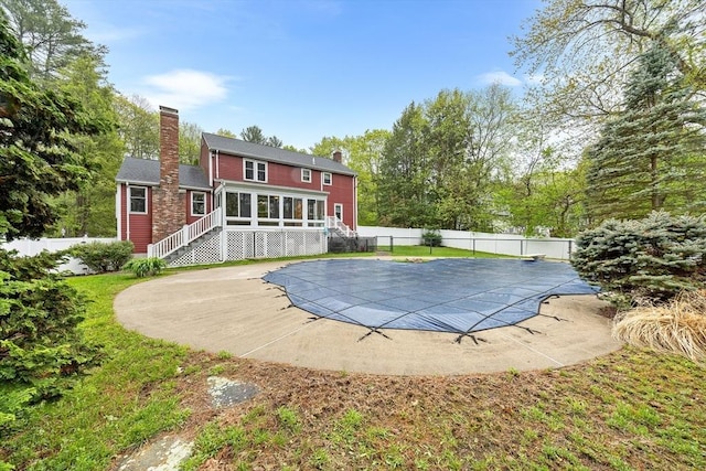 89 Gray St, North Andover, MA 01845 - view of pool featuring a diving board and a patio