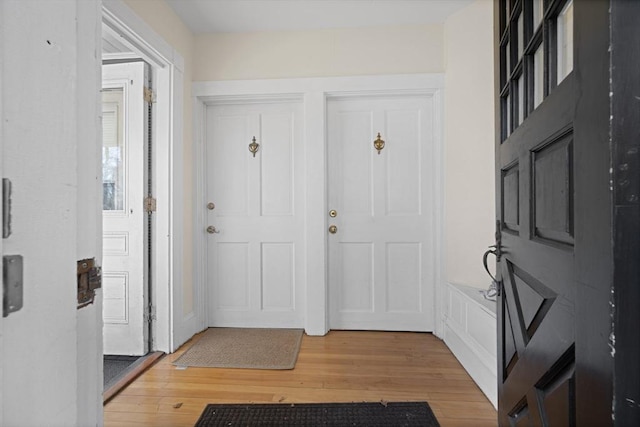 foyer entrance featuring wood-type flooring