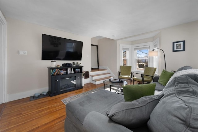 living room with hardwood / wood-style floors