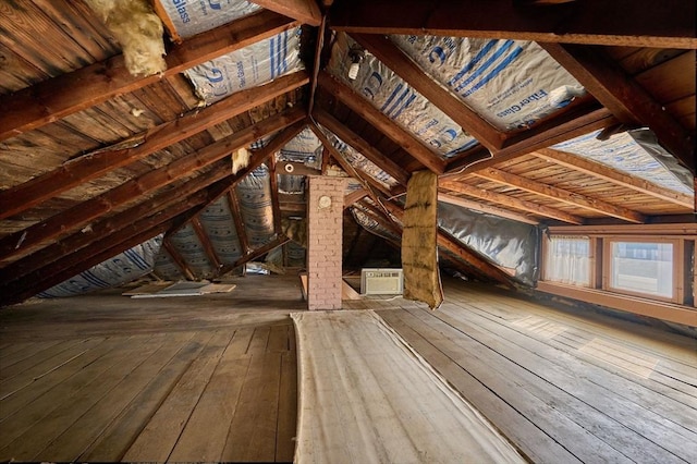 view of unfinished attic