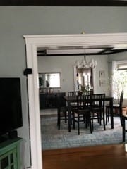 dining area featuring a notable chandelier